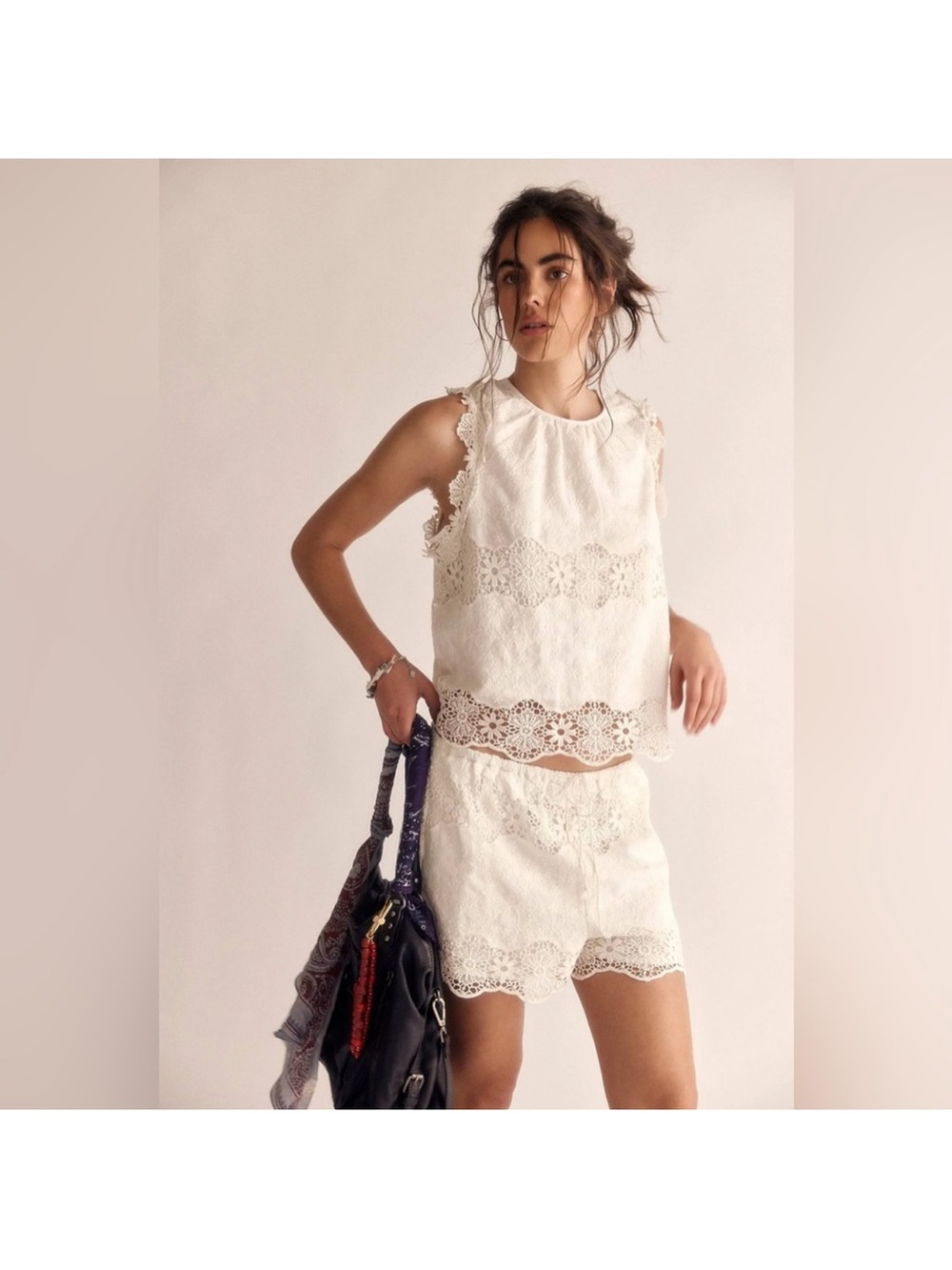 Free people White Lace Two-Piece Ashtin Set - Sleeveless Top & Shorts